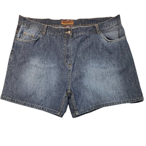 Paris Angel Jeans Denim Shorts Women Sz 24 Blue Embroidered Pockets Hiking Beach - Picture 7 of 13